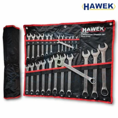 Комплект звездогаечни ключове HAWEK – 25 части Професионален комплект звездогаечни ключове HAWEK, изработени от здрава хром-ванадиева стомана. Перфектен избор за професионалисти и домашни майстори, гарантиращ надеждност и дълготрайност.