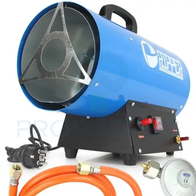 Индустриален газов калорифер RIPPER 20 kW – Мощен и Икономичен Газовият калорифер RIPPER 20 kW е идеално решение за ефективно отопление на помещения. С въздушен поток от 500 м³/ч и корпус от метал с неръждаем нагревателен елемент, този нагревател гарантира бързо и безопасно затопляне. Работи с пропан-бутан и произвежда чист топъл въздух, което го прави подходящ за битови, промишлени и професионални приложения.