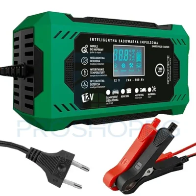 Зарядно устройство 6А/ 12V/ 2AH-100AH ROCKFORCE Зарядното устройство ROCKFORCE е идеално за зареждане на 12V акумулатори с капацитет от 2Ah до 100Ah. С автоматичен режим и микропроцесорно управление, то осигурява безопасно и ефективно зареждане на батерии за автомобили, мотоциклети и AGM с система START-STOP.