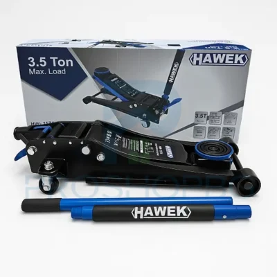 Нископрофилен крик крокодил HAWEK 3.5 т – 75–510 мм с педал Професионалният нископрофилен крик крокодил HAWEK с капацитет 3.5 тона и диапазон на повдигане от 75 до 510 мм е създаден за работа с нископроходими автомобили и тежки натоварвания. Благодарение на вградения педал за бързо повдигане, този крик осигурява удобство и ефективност при работа както в сервизни условия, така и в домашния гараж.