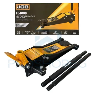 Нископрофилен крик крокодил JCB 4 тона с две помпи и педал – 75–505 мм, модел T84008 Професионален сервизен крик с усилена конструкция, подходящ за интензивна употреба в автосервизи и гаражи.