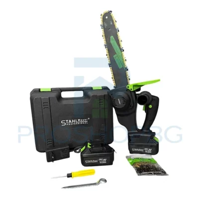 Акумулаторна резачка STAHLMAYER 36V 10Ah – 35 см шина, с 2 батерии и 2 вериги Професионална акумулаторна резачка STAHLMAYER, създадена за безпроблемно и ефективно рязане на дървесина без нужда от бензин. Мощна, тиха и екологична, тя е идеалният избор за домашна и професионална употреба. Комплектът включва всичко необходимо, за да започнете работа веднага.