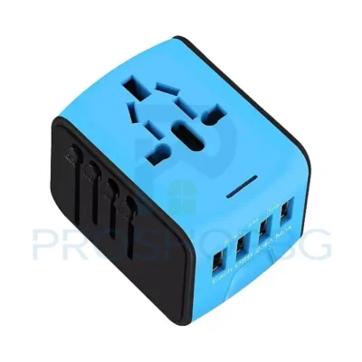 Универсален пътен адаптер с 4 USB порта – зареждай до 4 устройства едновременно в над 150 държави! Компактен, надежден и идеален за пътуване.