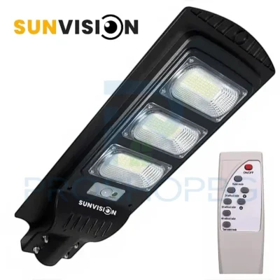 Соларна улична лампа SUNVISION 1350W – мощно LED осветление с автоматично управление, сензор за движение и IP65 защита. Идеална за дворове и паркинги!